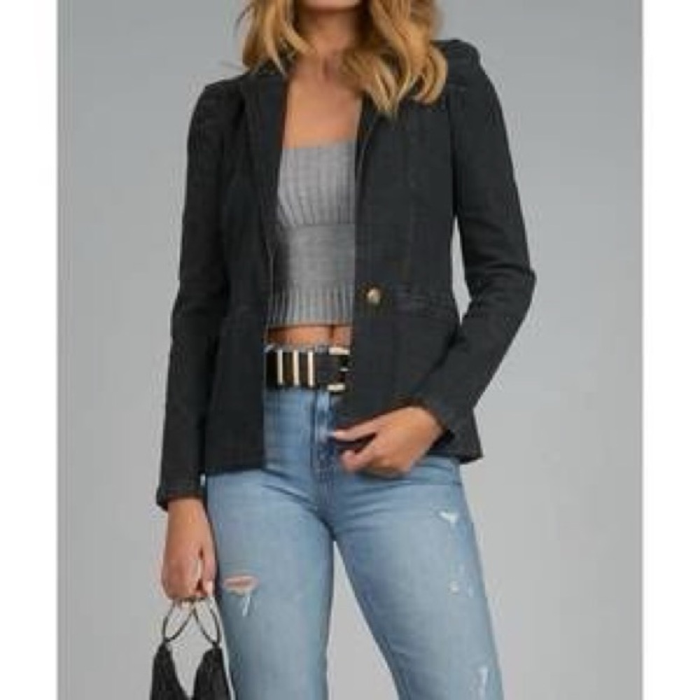 Elan Dark Charcoal Tailored Single-Button Blazer